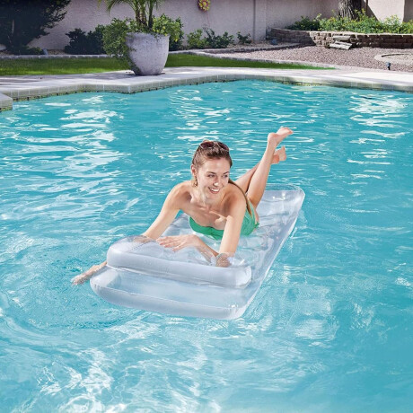 Colchoneta Inflable Flotador con Almohada p/ Piscina Bestway Transparente