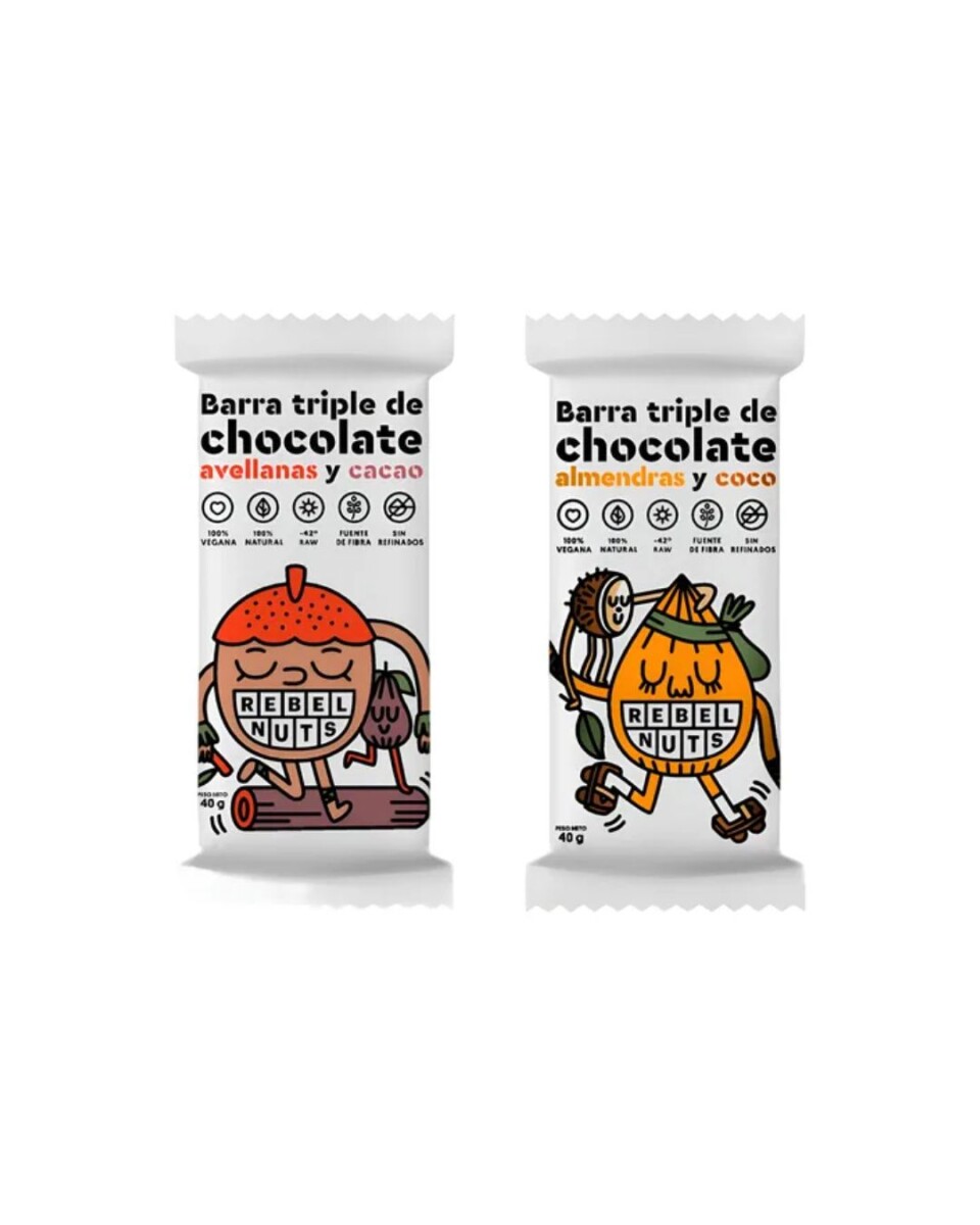 Barritas 40gr Caja x18 Rebel Nuts - Avellanas y Cacao 