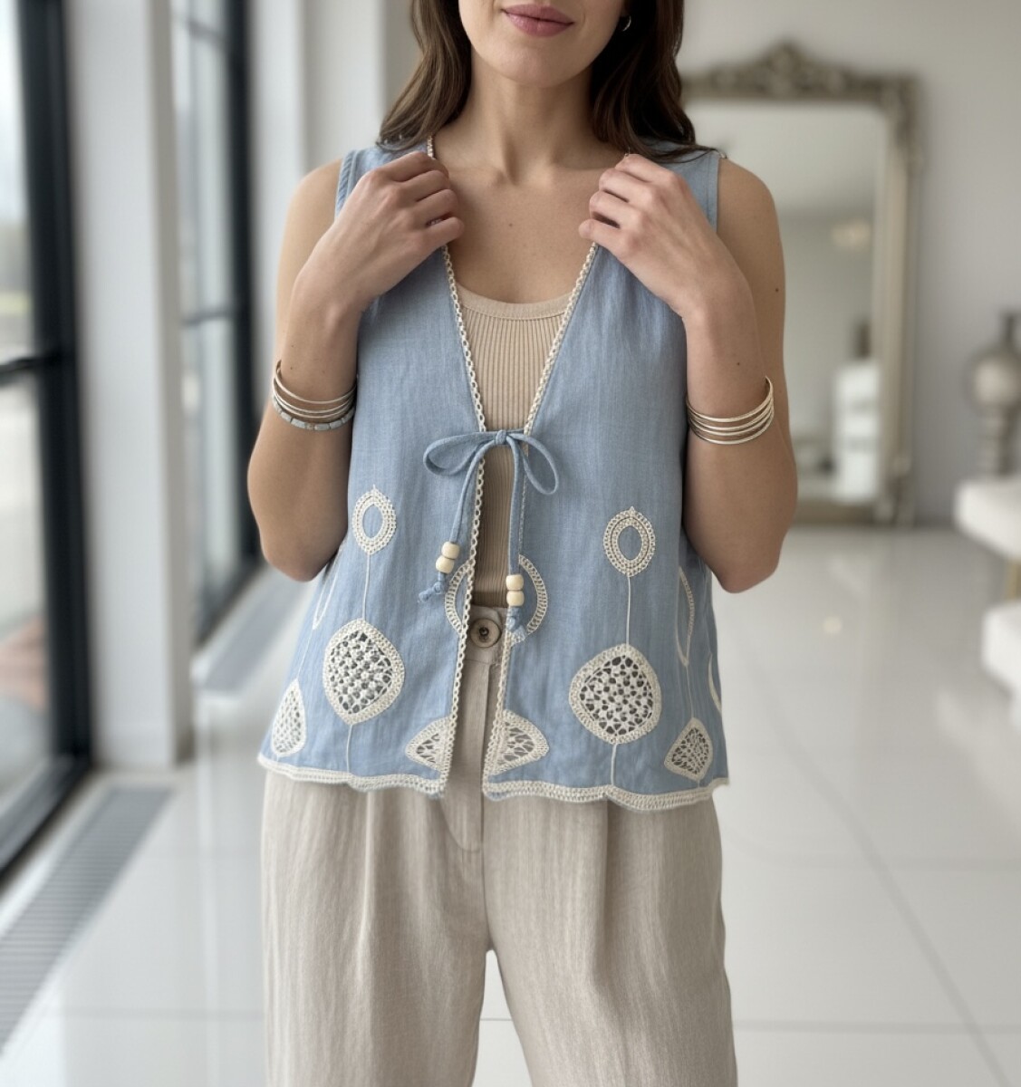 Chaleco Aluna - Celeste 