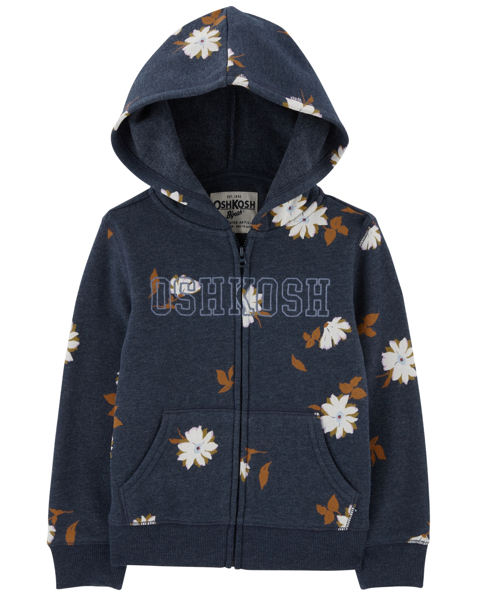 Campera de algodón con felpa con capucha, logo y diseño flores Sin color