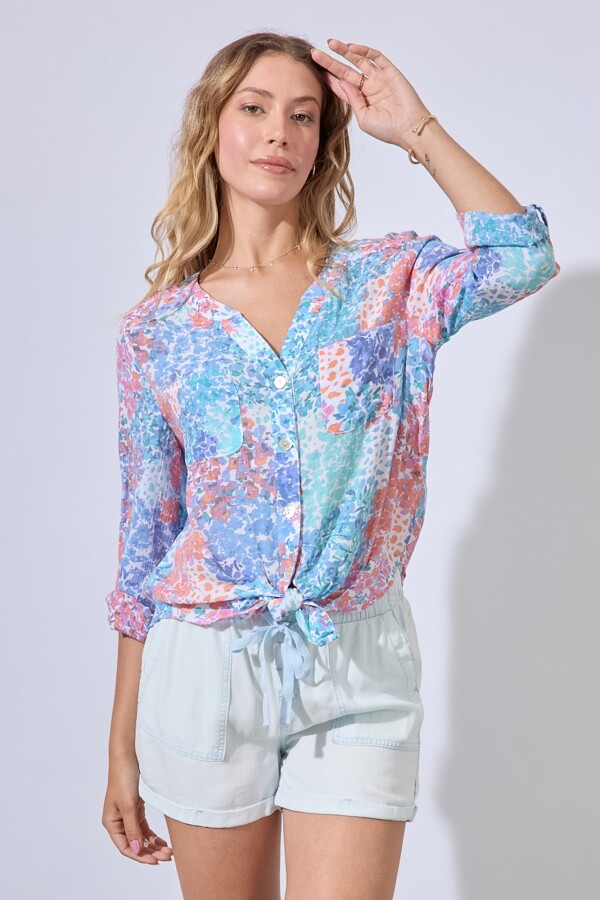 Blusa Gasa Print MULTI/ANARANJADO