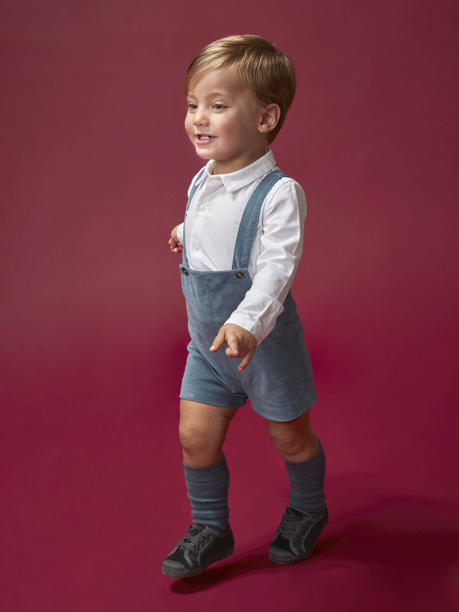 Pantalon Corto Con Tirantes Azulado