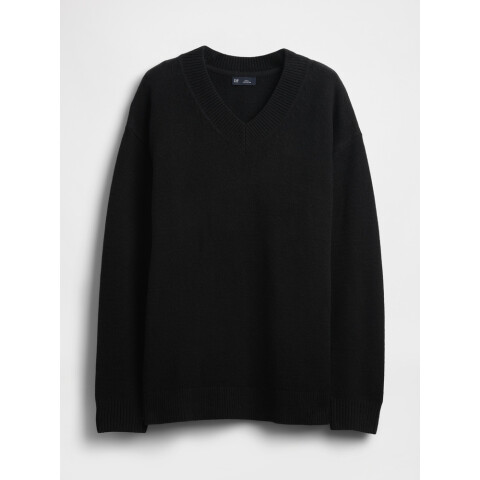CASHSOFT VNECK PO BLACK