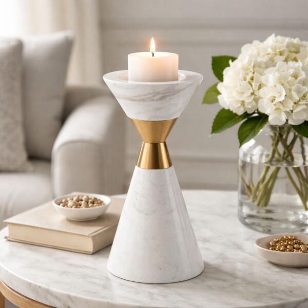 PORTA VELA GOLD Blanco - Small