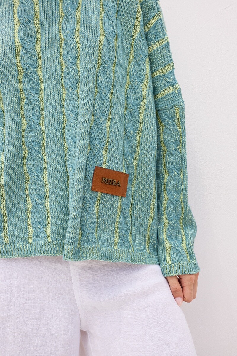 Sweater Oceano Crop Verde/Petroleo