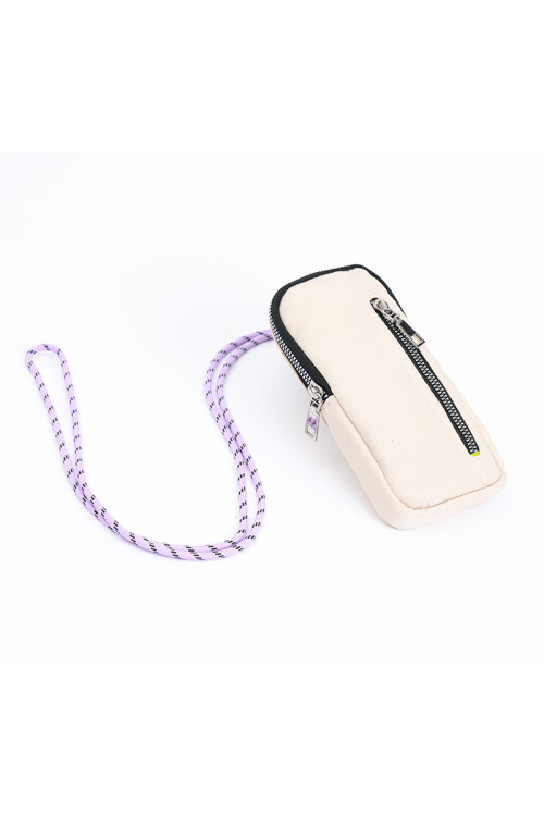 Porta Celular Nylon doble cierre Crudo