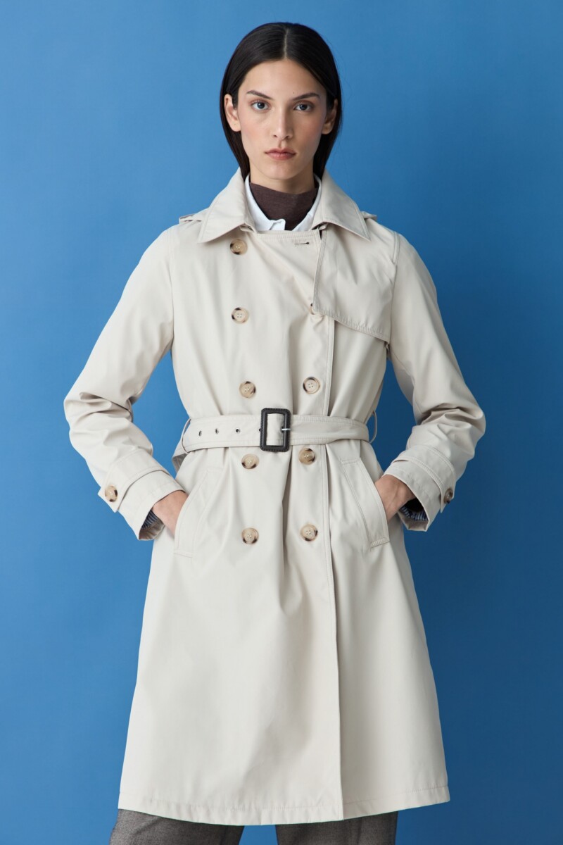 Trench impermeable capucha desmontable beige