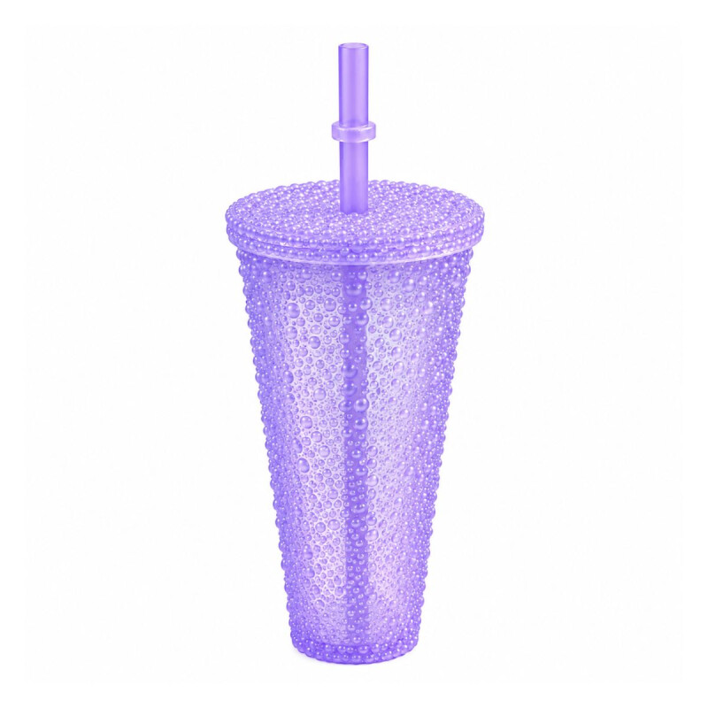 Vaso con Tapa y Sorbito 250ml Violeta