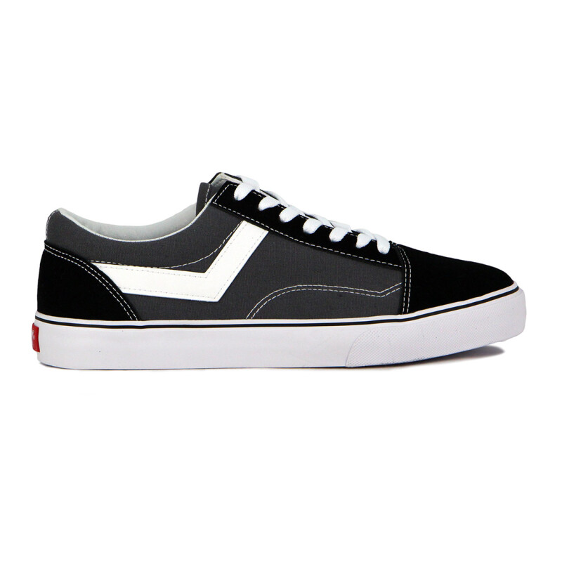 Pony Champion Old School Casual Lona-Gamuza Gris-Negro Gris-Negro
