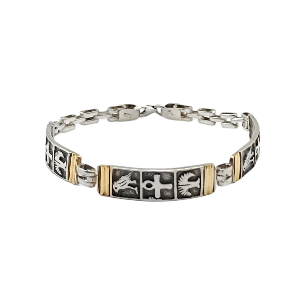 Pulsera Egipcia-Plata y Oro-Sin Piedra-PU5005 - sinpiedra 