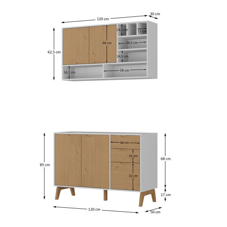 Aereo + Bajo mesada Linea Veneza Blanco/Miel