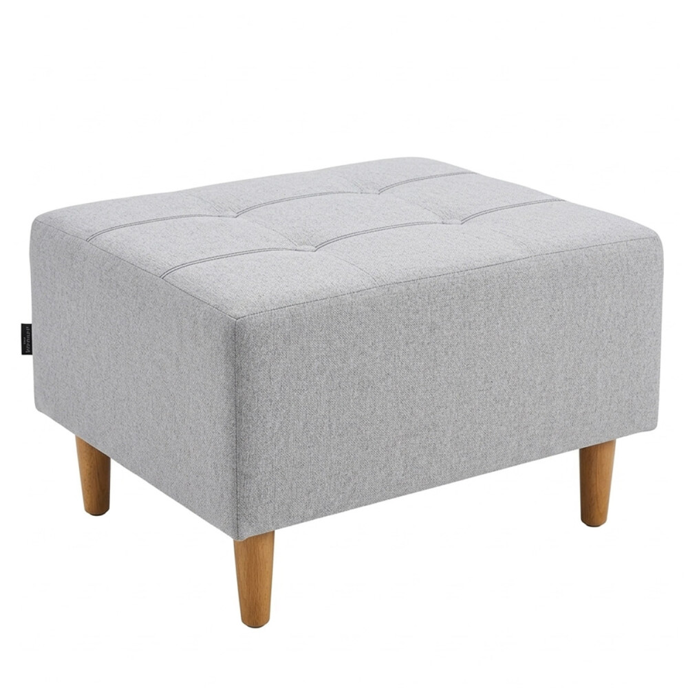 Puff tela y patas de madera Lino gris