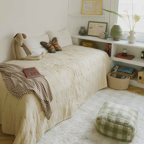 Pouf lavable - Vichy Verde Matcha