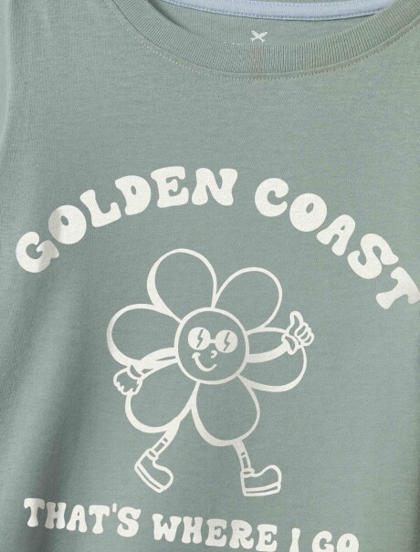 CAMISETA DE NIÑA MANGA CORTA ESTAMPADA VERDE