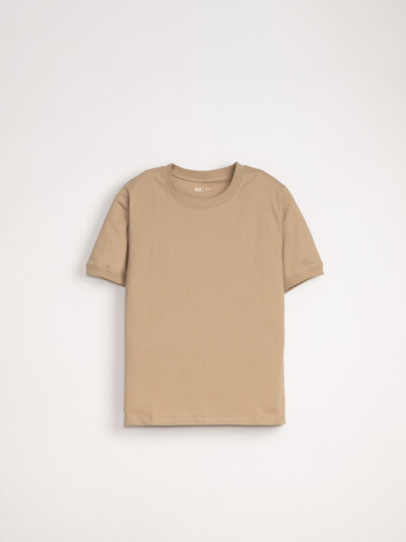 Remera básica manga puño Beige