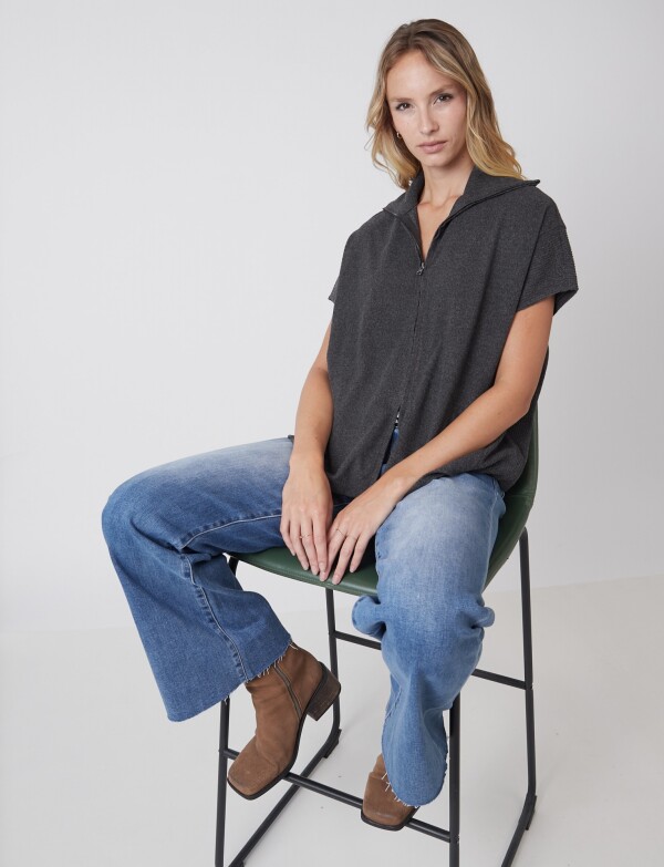 Cardigan Con Cierre GRIS OSCURO