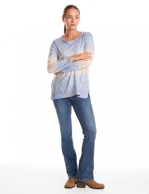 Remera Soft Print MULTI/CELESTE