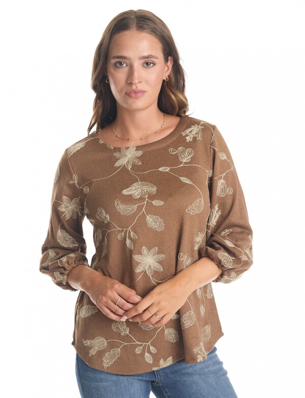 Blusa Flores TOSTADO