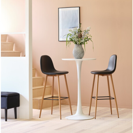 Taburete De Bar Jonstrup Polipiel Negro/Color Roble