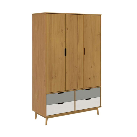 Ropero 3 Puertas 4 Cajones Li­nea Niordica Roble/Gris claro/Blanco