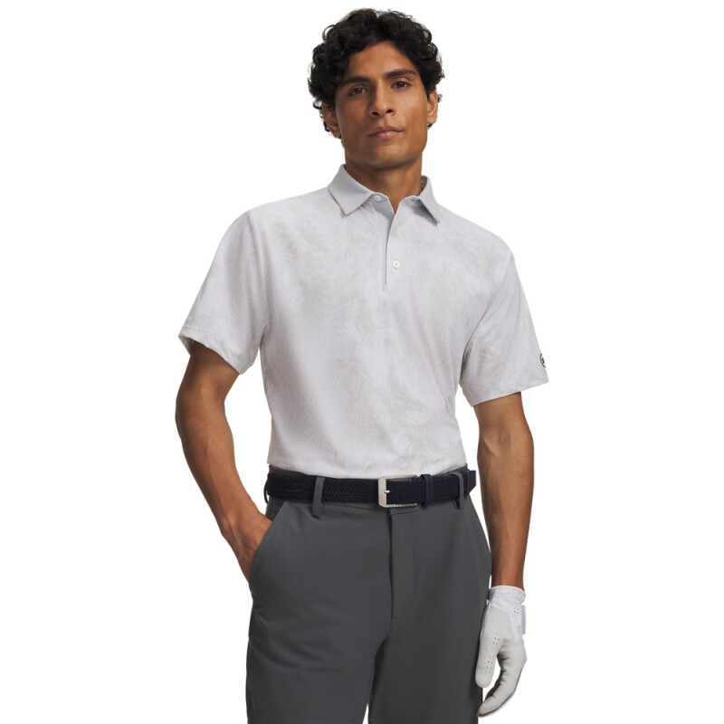 UA ArmourDry Printed Polo-WHT GRY-014