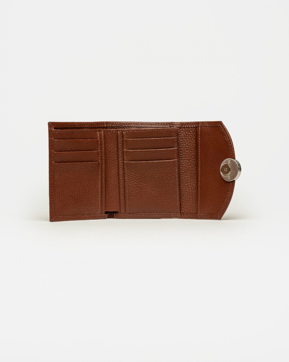 Billetera The Circle en cuero graneado Tabaco