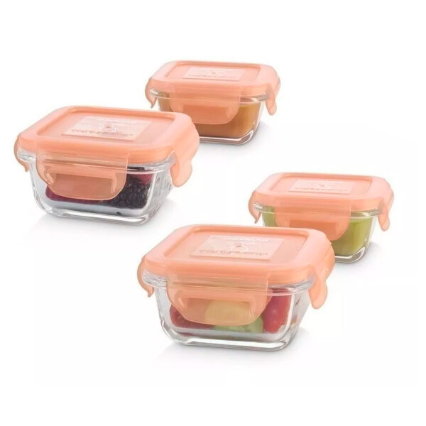 Tuppers Herméticos Pack X4 160 Ml Bebés Mamá Miniland Variante Color Naranja