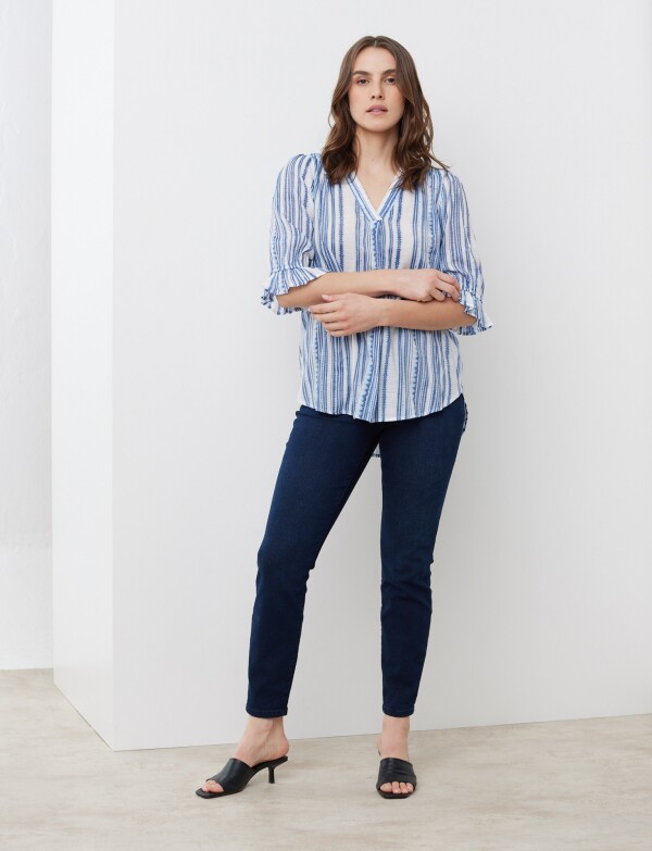 Blusa Stripes BLANCO/AZUL