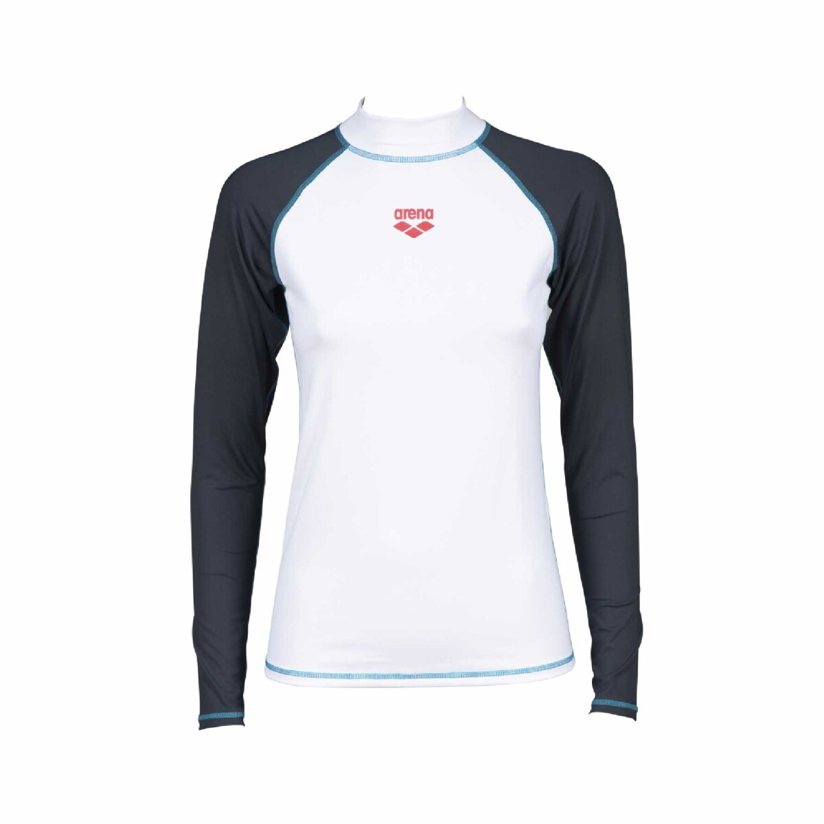 Remera De Lycra De Manga Larga Con Proteccion UV Para Mujer Arena Women's Long Sleeve Rash Vest - Blanco y Azul 