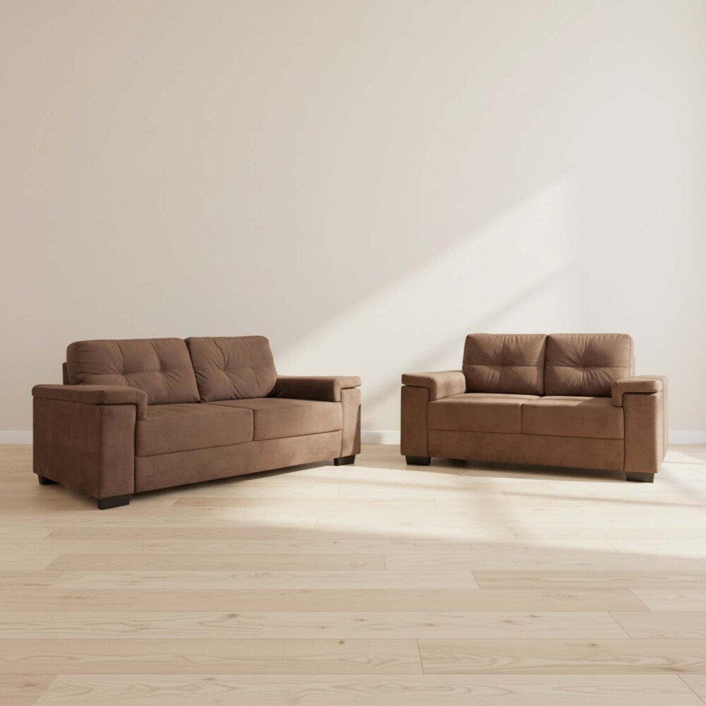 JUEGO DE SILLONES TELA LUARES CHOCOLATE 3 + 2 CUERPOS