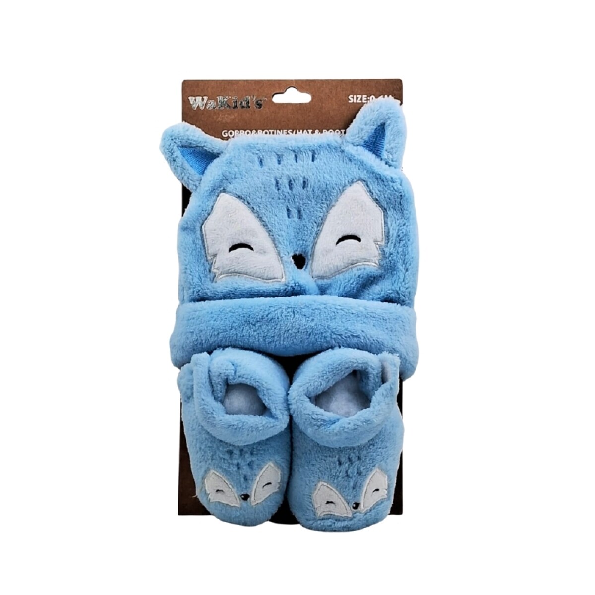 Set gorro + escarpines de bebé plush 0-6m - Azul 