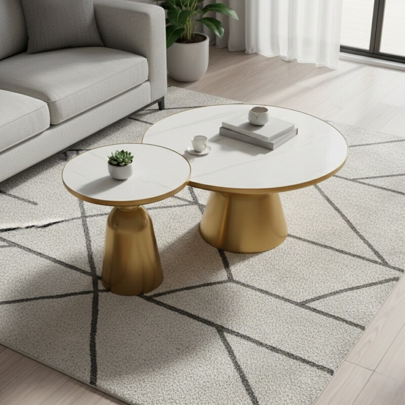 JGO DE MESA DORADO/MARMOL 2PZAS Unica