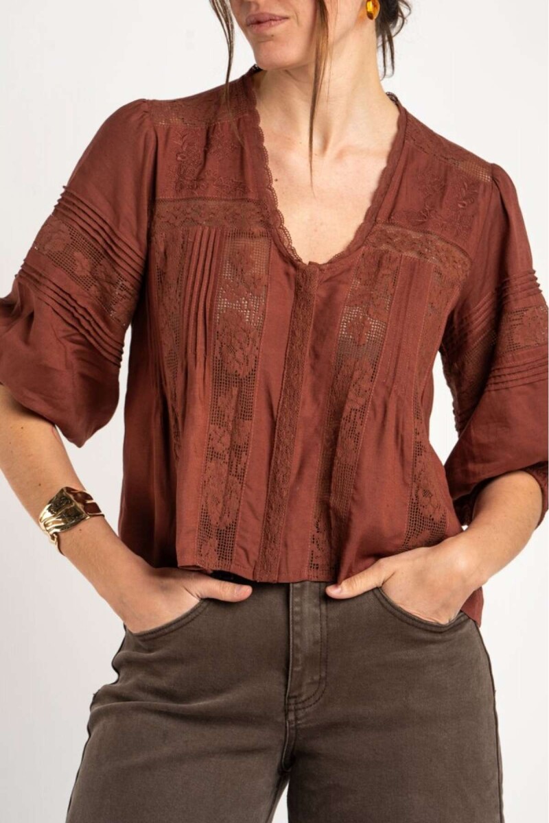 Blusa Encaje - Marron 