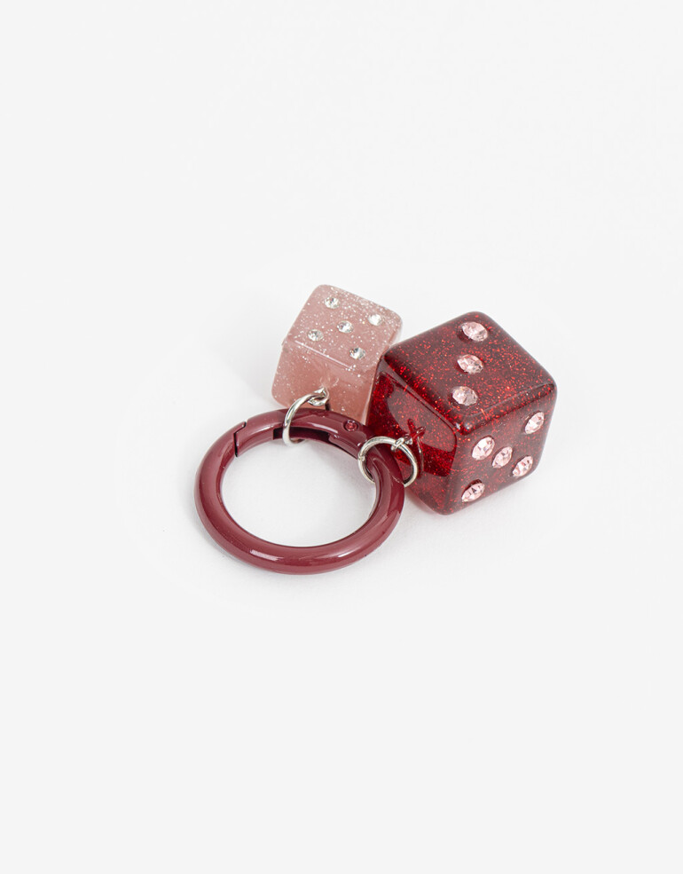 Llavero Acrilico Llavero Y Bag Charm Dados - Rojo Burdeaux