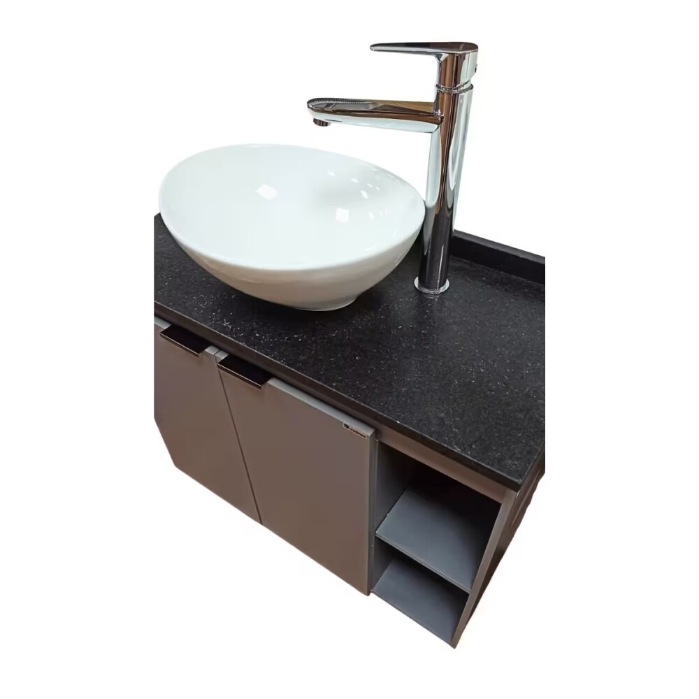 Mueble de baño suspendido Aster Gris 80 cm mesada granito sin bacha Mueble De Baño Suspendido Aster Gris 80 Cm Mesada Granito Sin Bacha