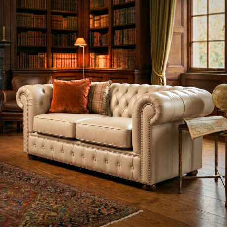 Sillon 100% Cuero 2 Cuerpos Chesterfield Arena