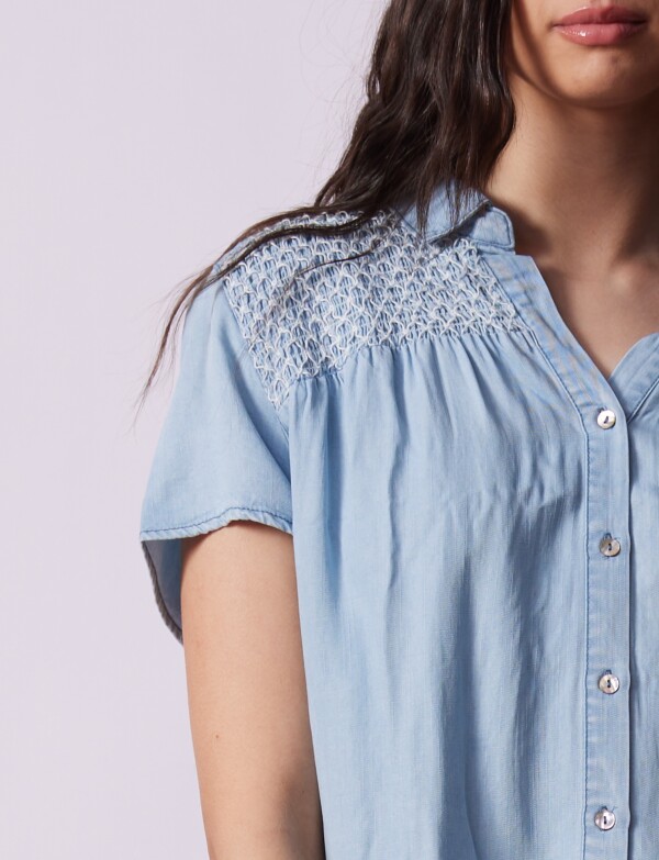 Camisa Tencel Punto Smock JEAN CLARO