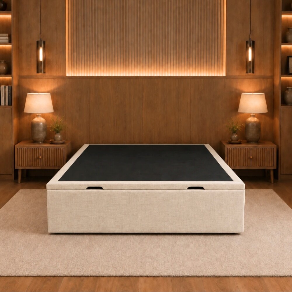 Base Baúl 1 1/2 Plaza Amplio espacio interior Lino 125 - Slyne Basic Base Baúl 1 1/2 Plaza Amplio espacio interior Lino 125 - Slyne Basic