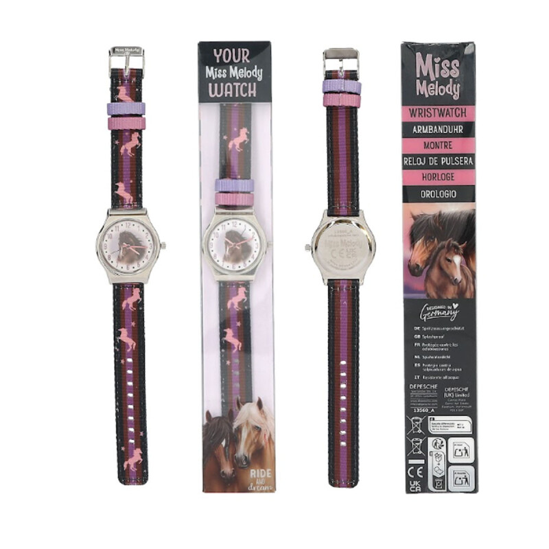 Reloj de pulsera Miss Melody Top Model Caballos y lila