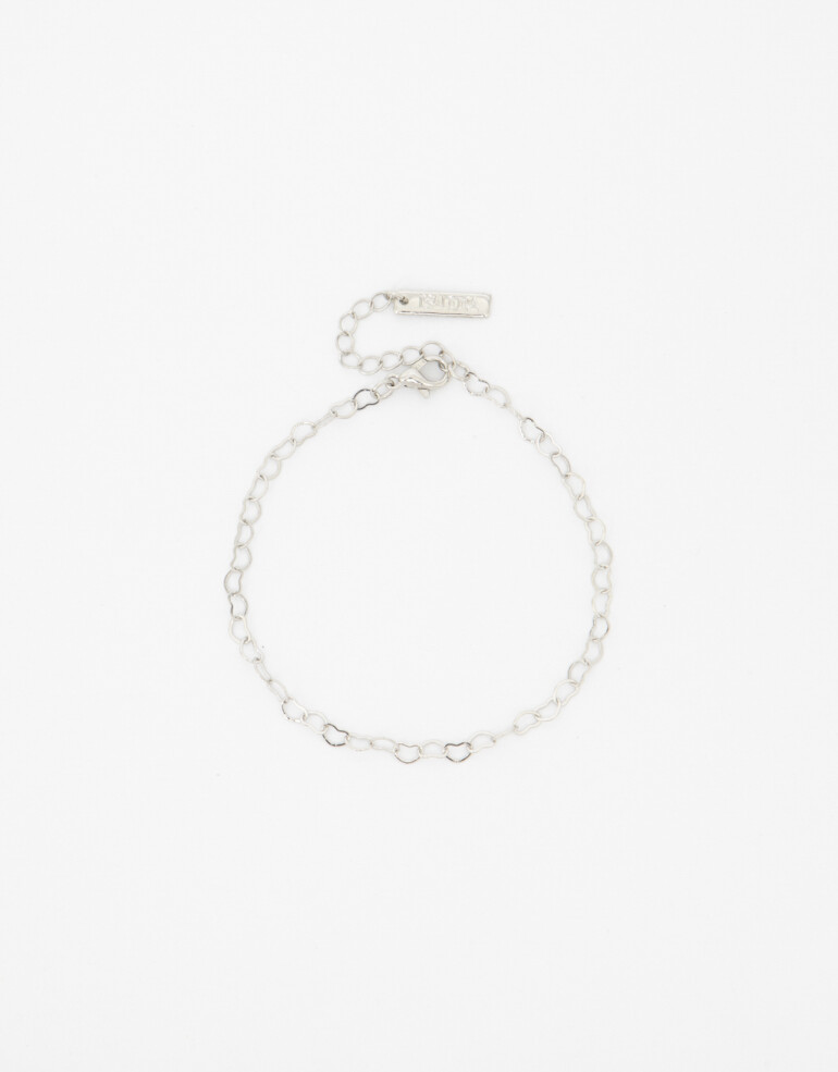 Pulseras Flexibles Metal Pulsera Metal Corazones - Plateado Rodio