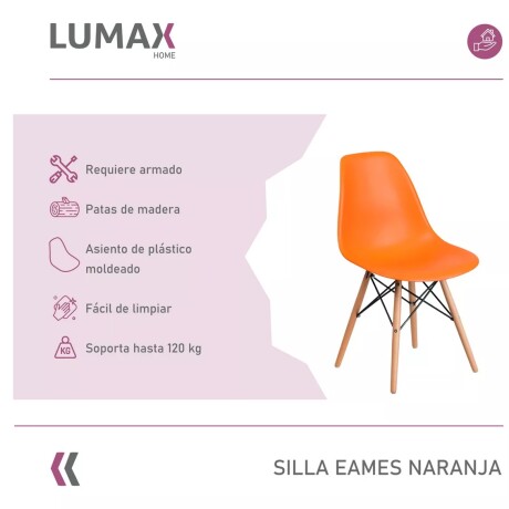 Silla De Comedor Eames Pack 2 Unidades Varios Colores Lumax Naranja