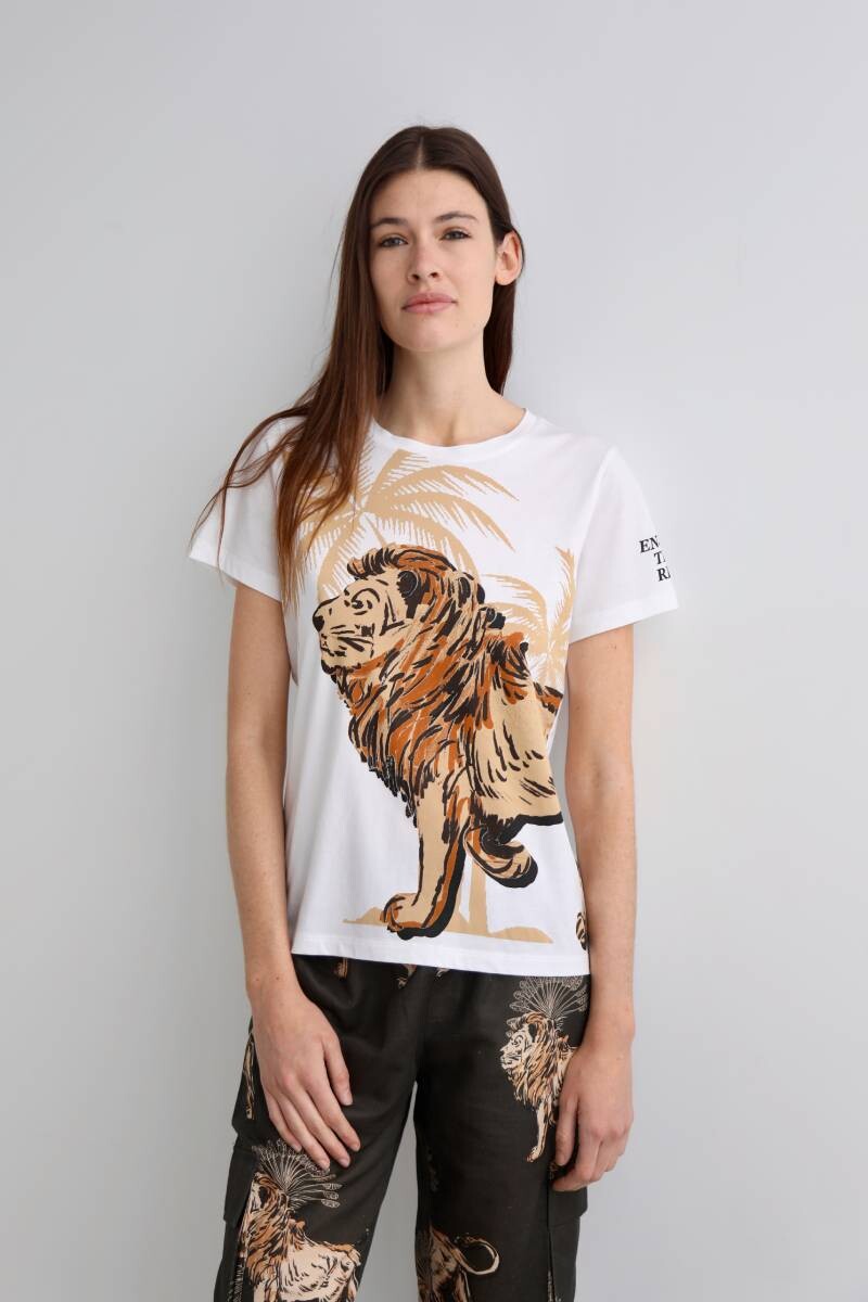 Remera Lion Palms White 