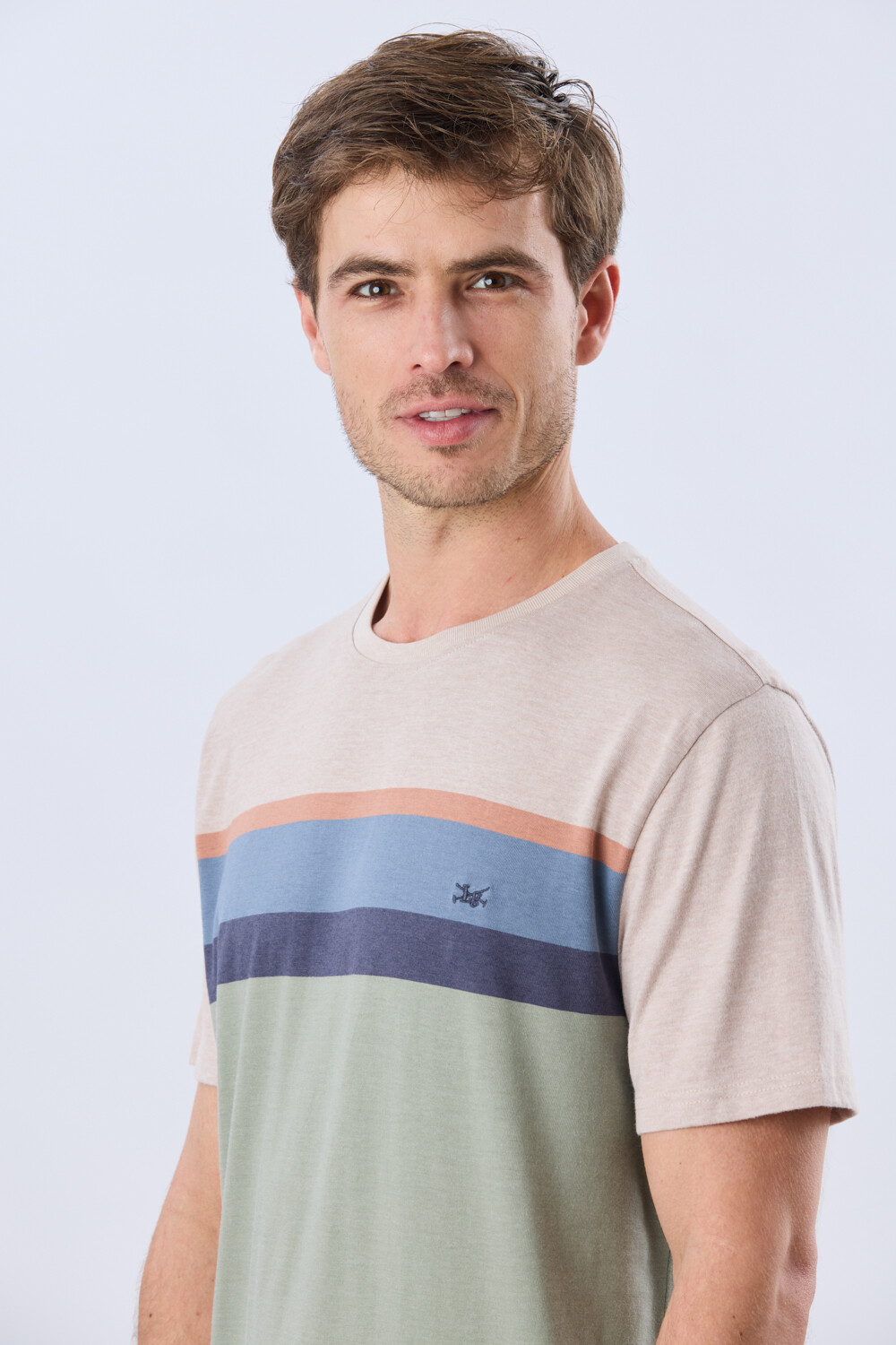 REMERA RAYADA DE ALGODÓN Pistacho