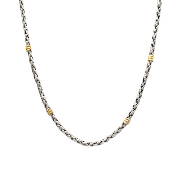 Cadena Espiga-Plata y Oro-Sin piedra-CD5046 sinpiedra