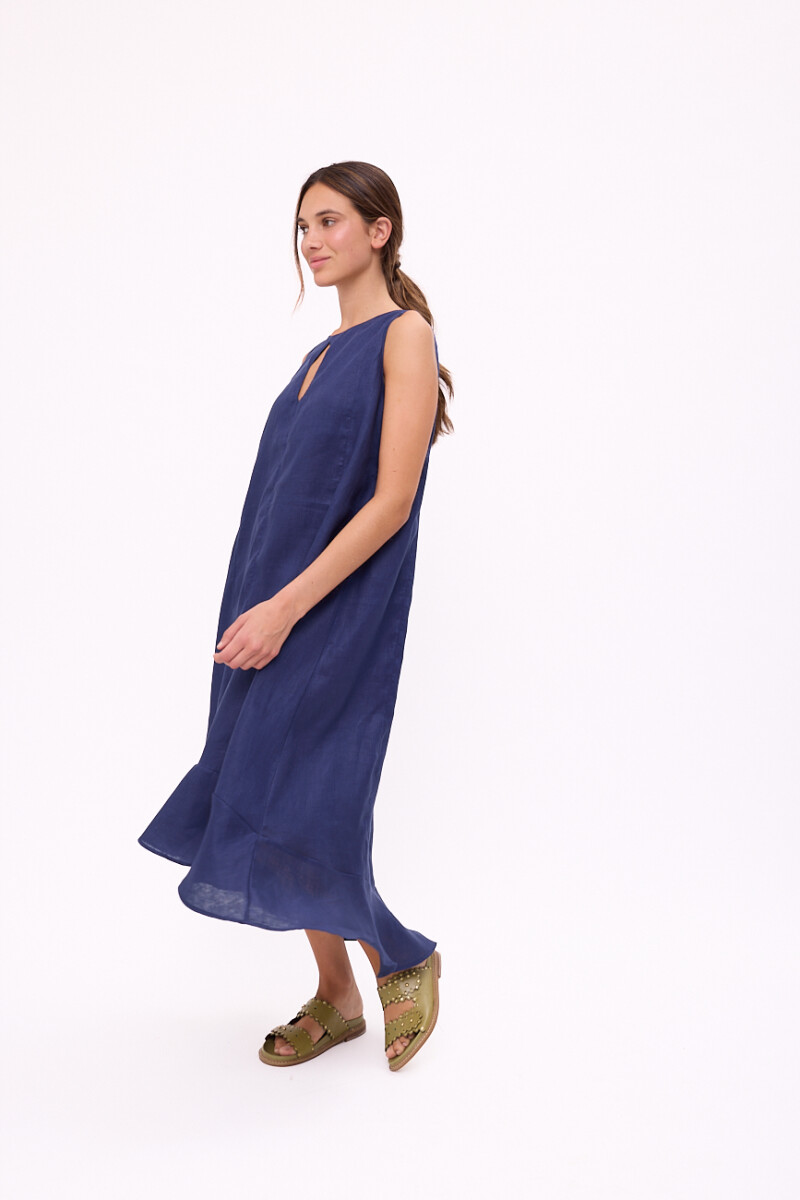 VESTIDO POLK LONG Azul