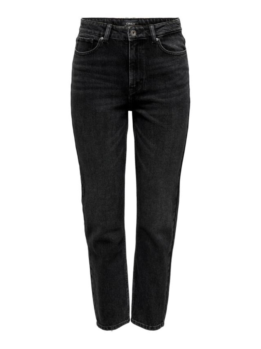 Jeans Emily Tobillero Straight - Black Denim 
