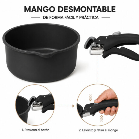 Set Ollas 17 Piezas Antiadherentes Mango Extraible Negro