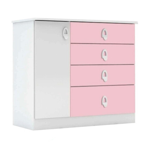 Cómoda Cajonera 4 Cajones Mueble Infantil Flex Rosa/celeste Cómoda Cajonera 4 Cajones Mueble Infantil Flex Rosa/celeste
