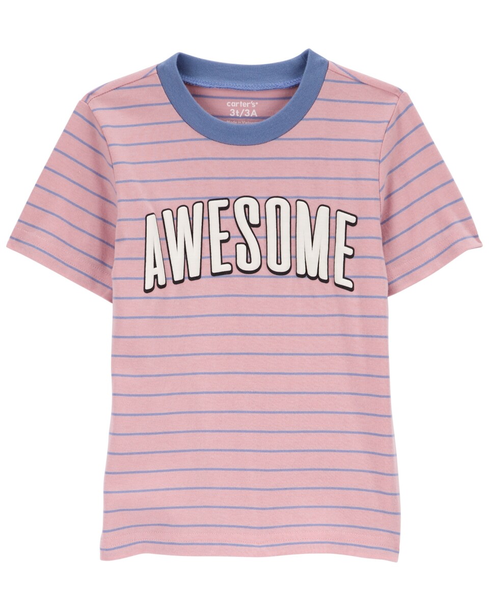 Remera de algodón, manga corta, estampa awesome 