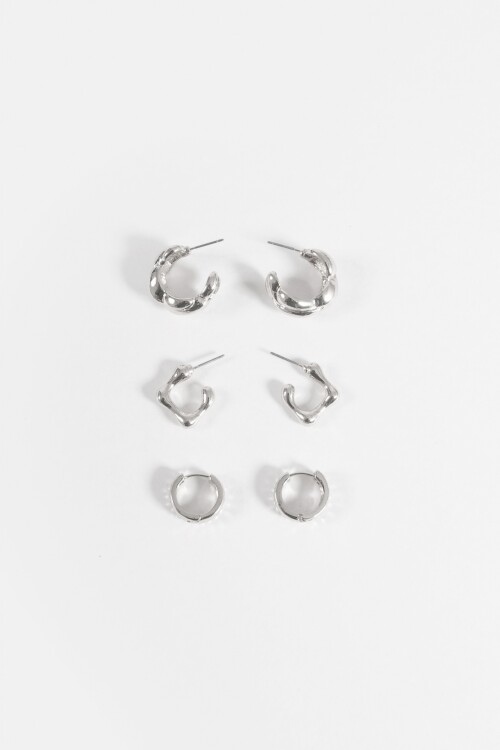 Set de 3 aros texture plateado